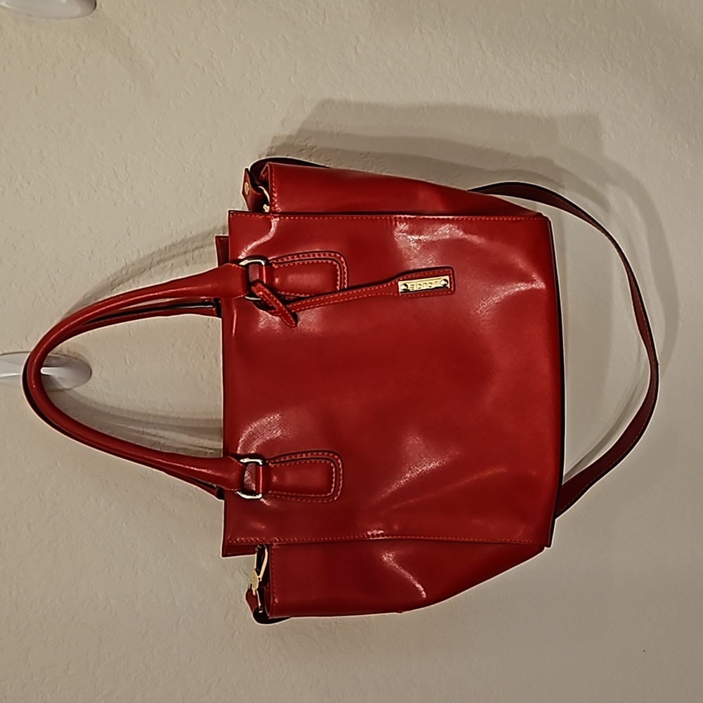Abroad Red Safiano Leather Large Crossbody with Top Handles